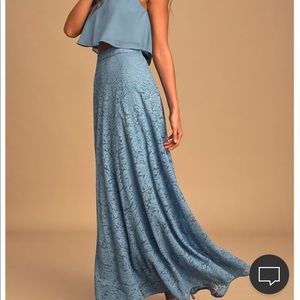 Lifetime memories slate blue lace two piece dress (Lulu’s)